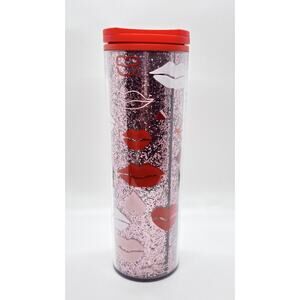 Starbucks Valentines Day Tumbler Glitter Pink Hearts Lips 2021 Cold Cup 16oz Red